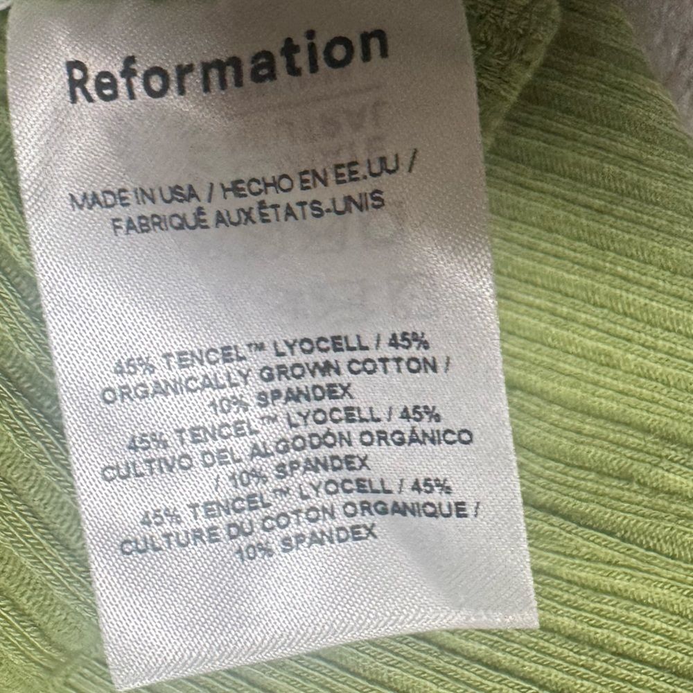 🔥 REFORMATION light green ribbed tencel blend open back midi dress sz xsmall - Picture 6 of 7